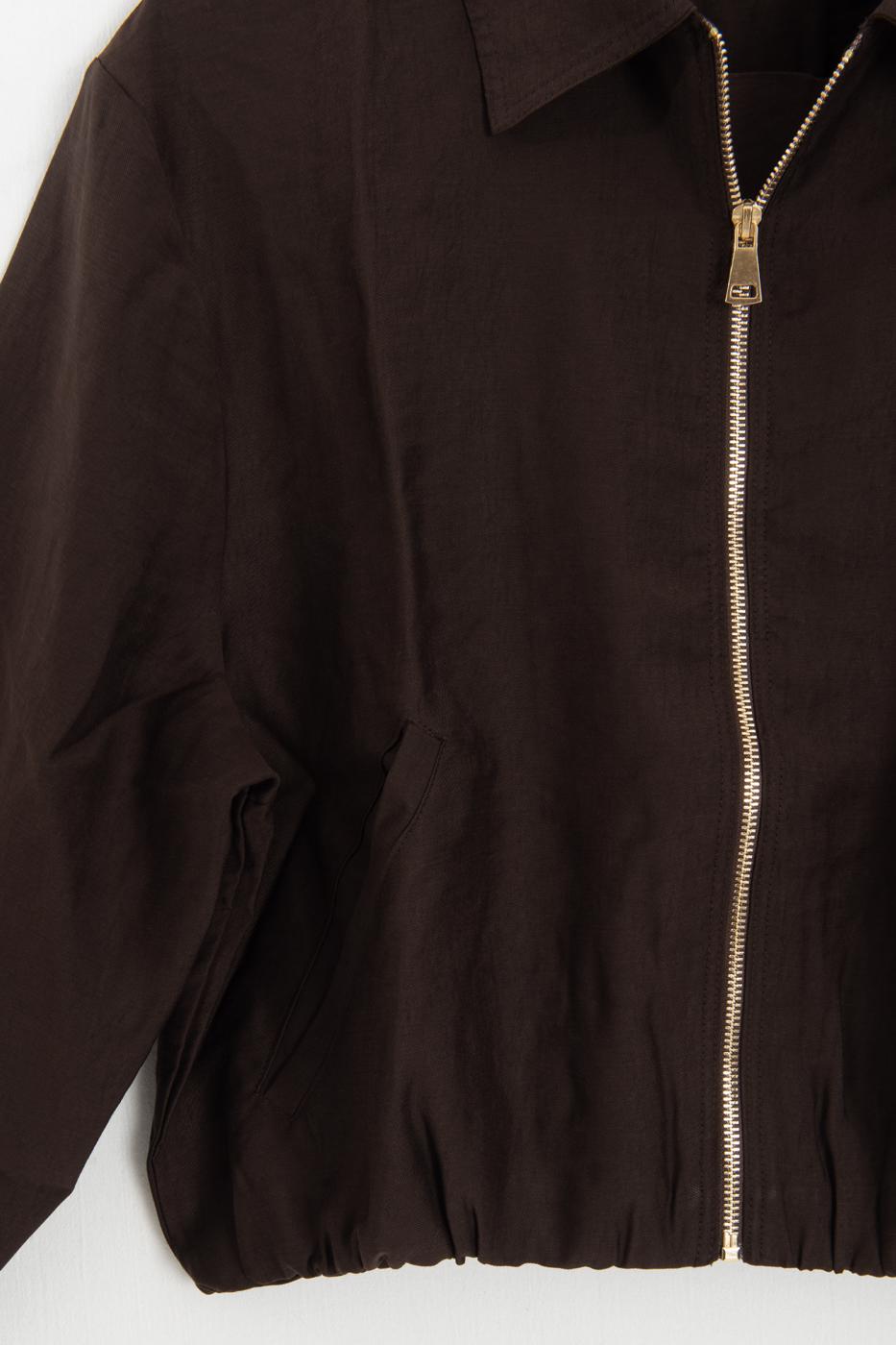 Tencel Metal Zipper Lined Jacket Brown