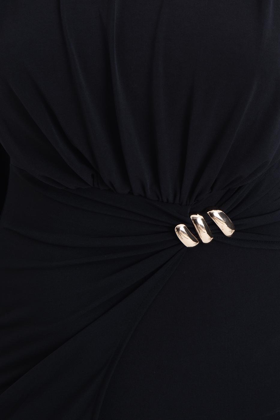 Midi Dress with Buckle Detail Black