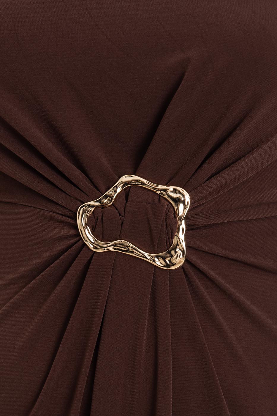 Midi Dress with Buckle Detail Brown