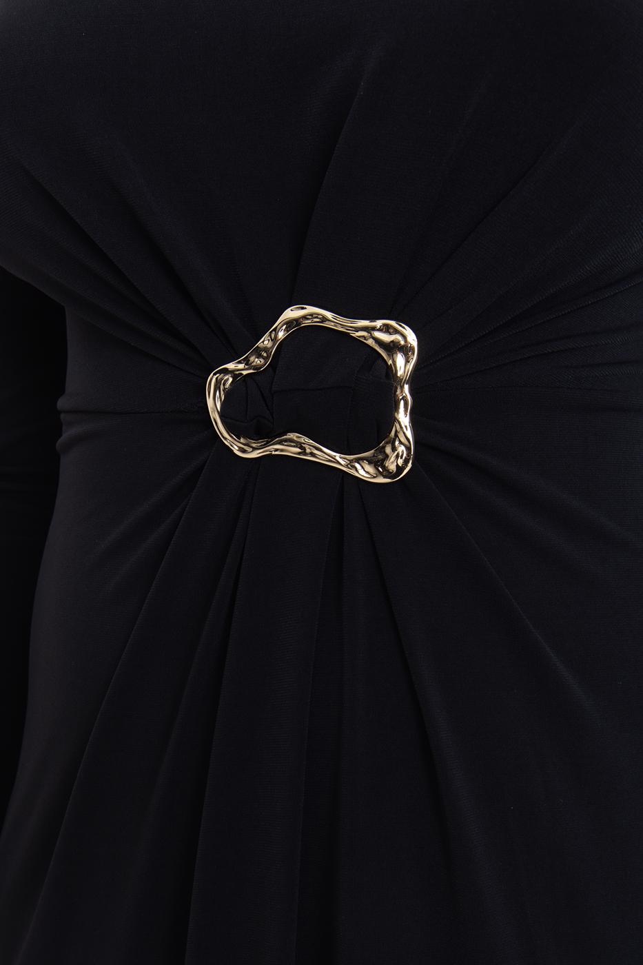 Midi Dress with Buckle Detail Black