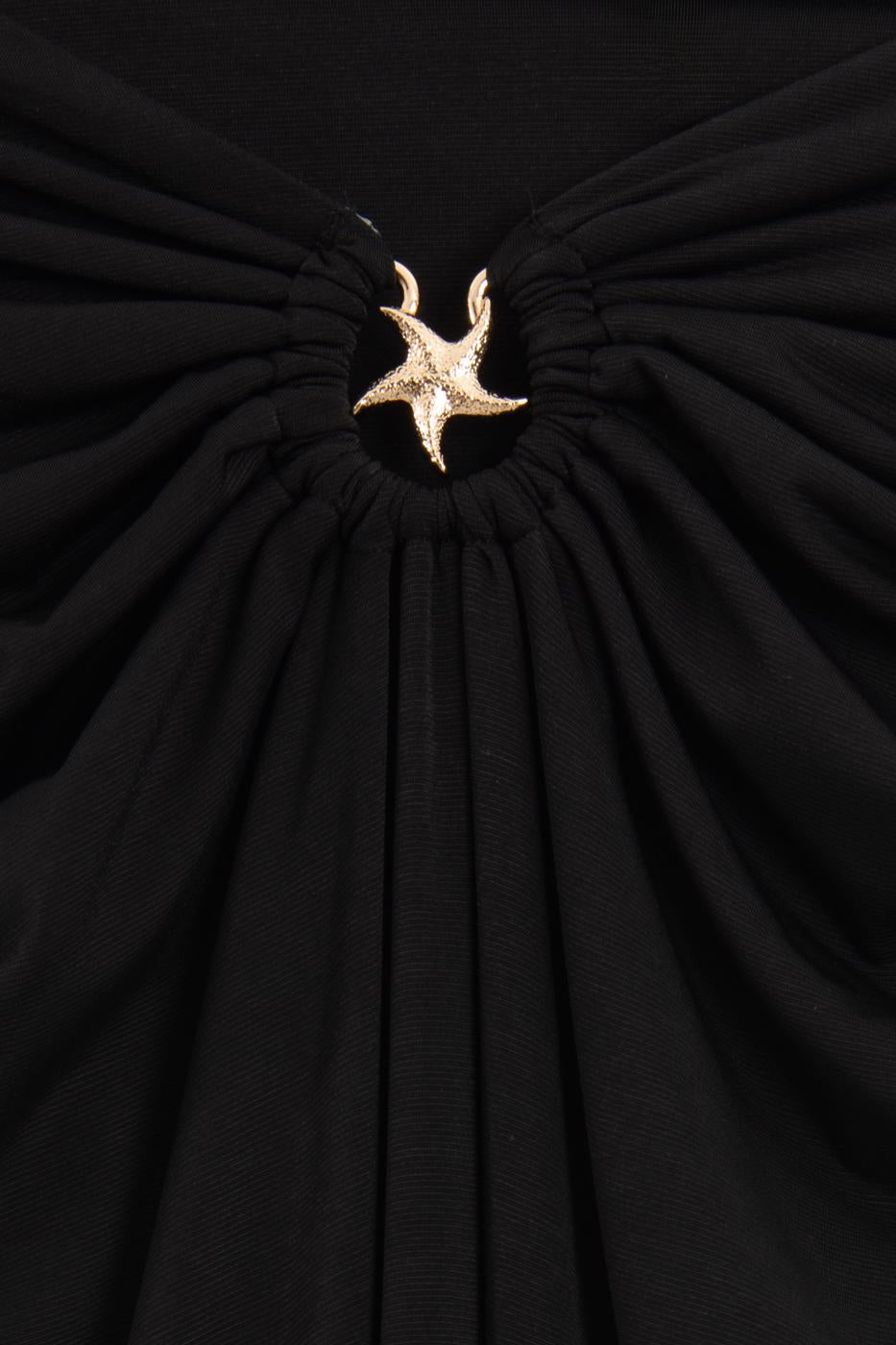 Midi Skirt with Buckle and Drape Details Black