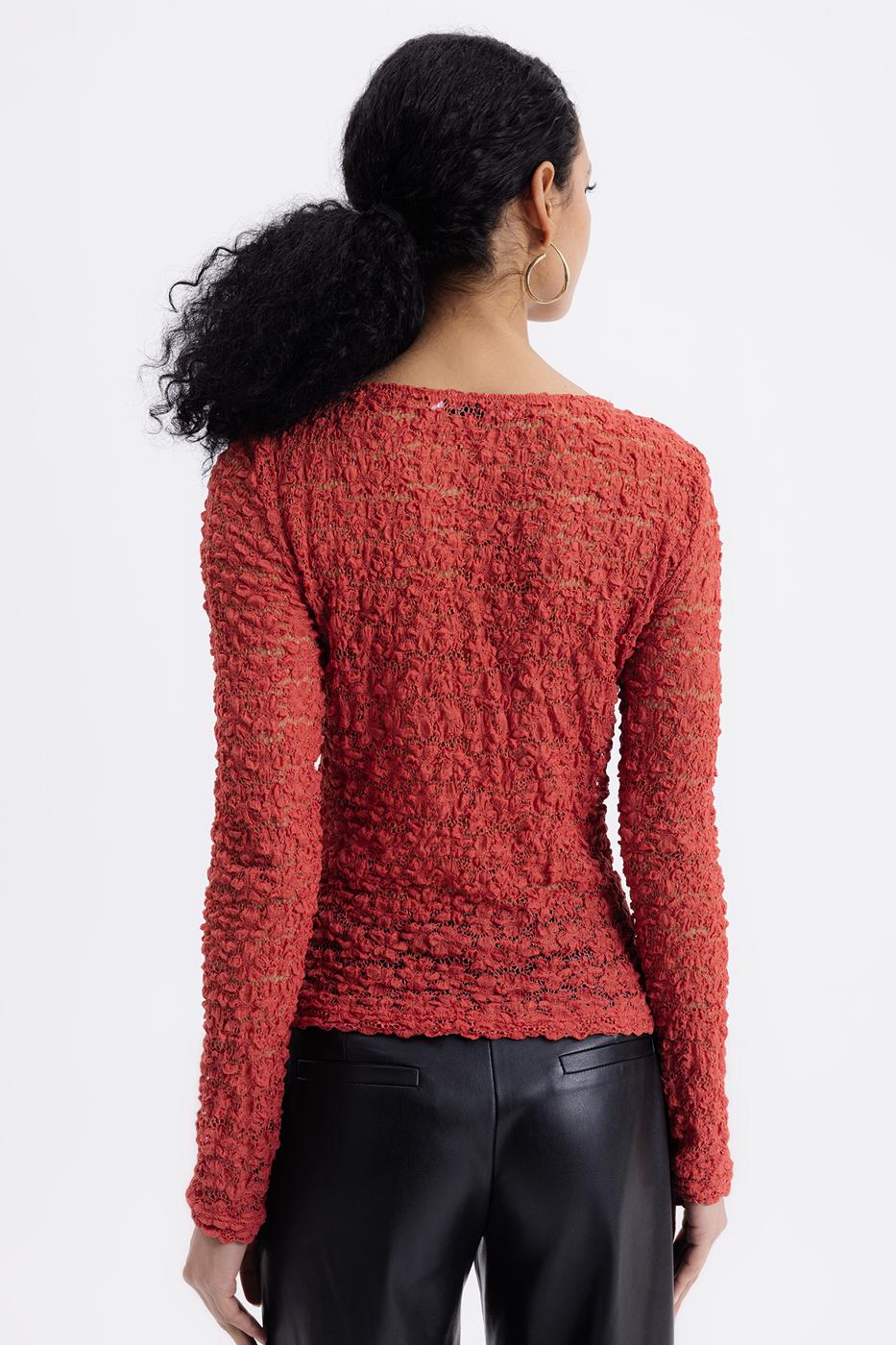Transparent Lace Top Coral