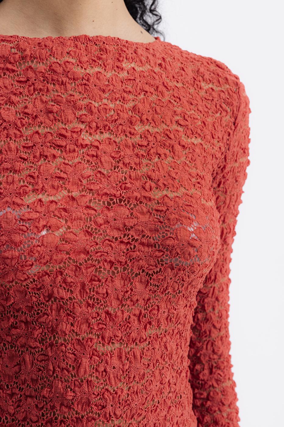 Transparent Lace Top Coral