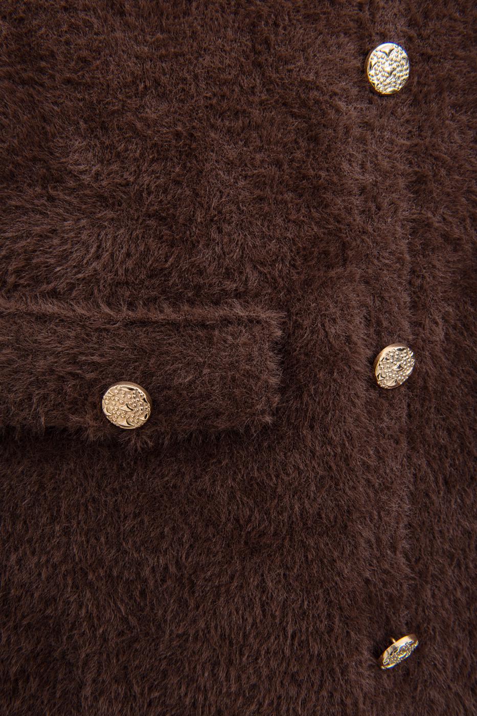 Knitted Carmel Collar Mini Dress Brown