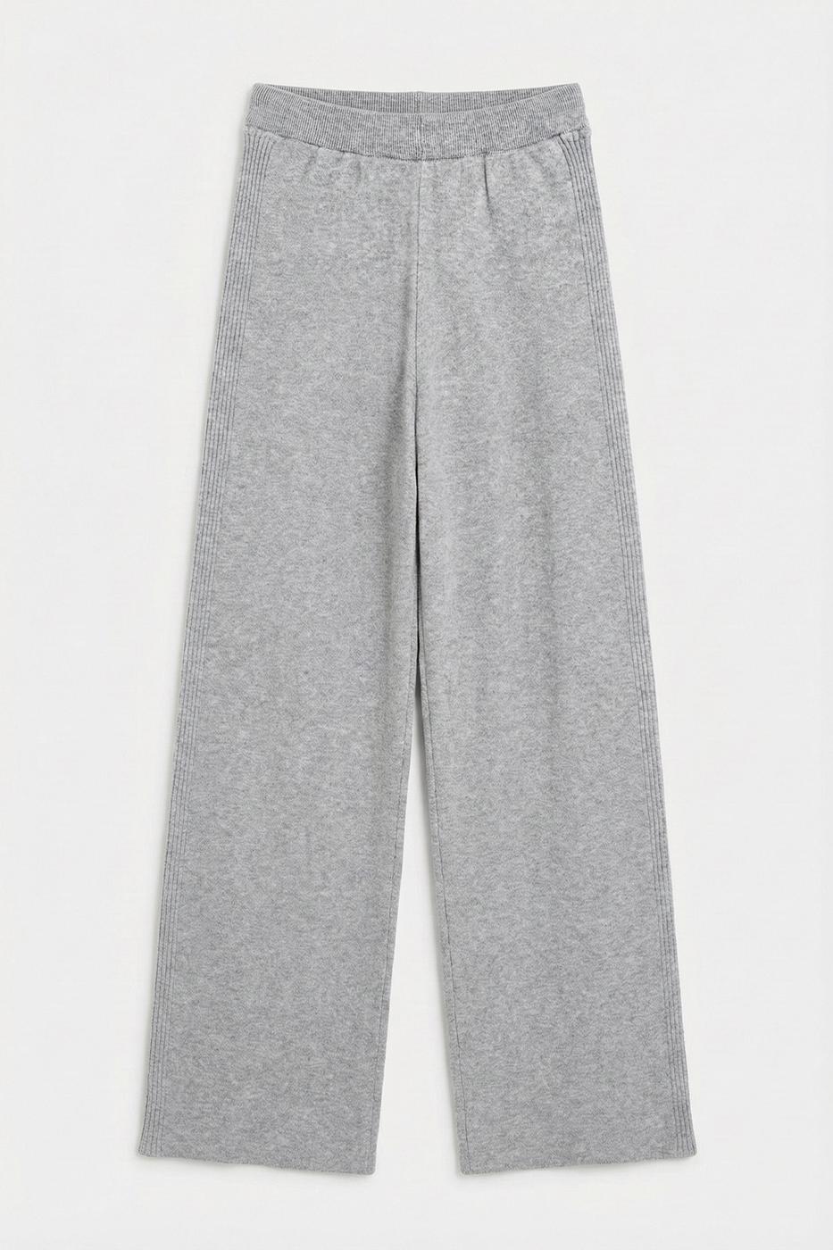 Knitted Straight Leg Trousers Grey