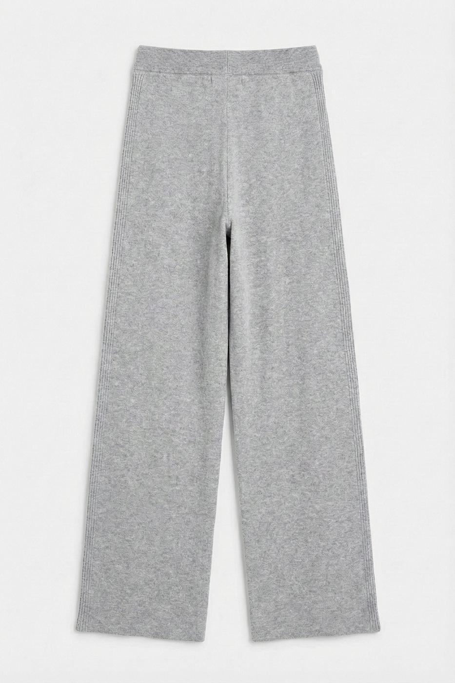 Knitted Straight Leg Trousers Grey