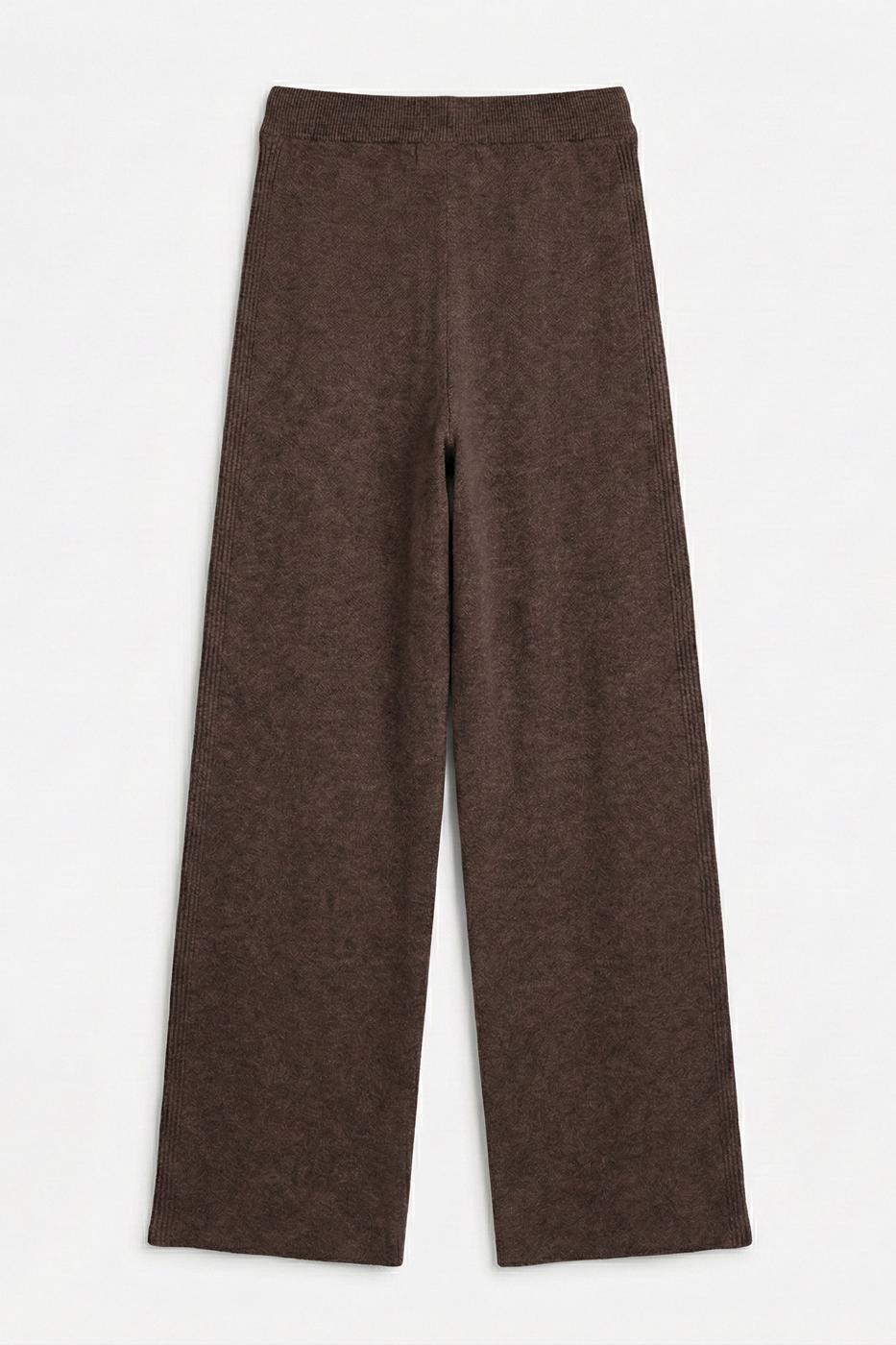Knitted Straight Leg Trousers Brown