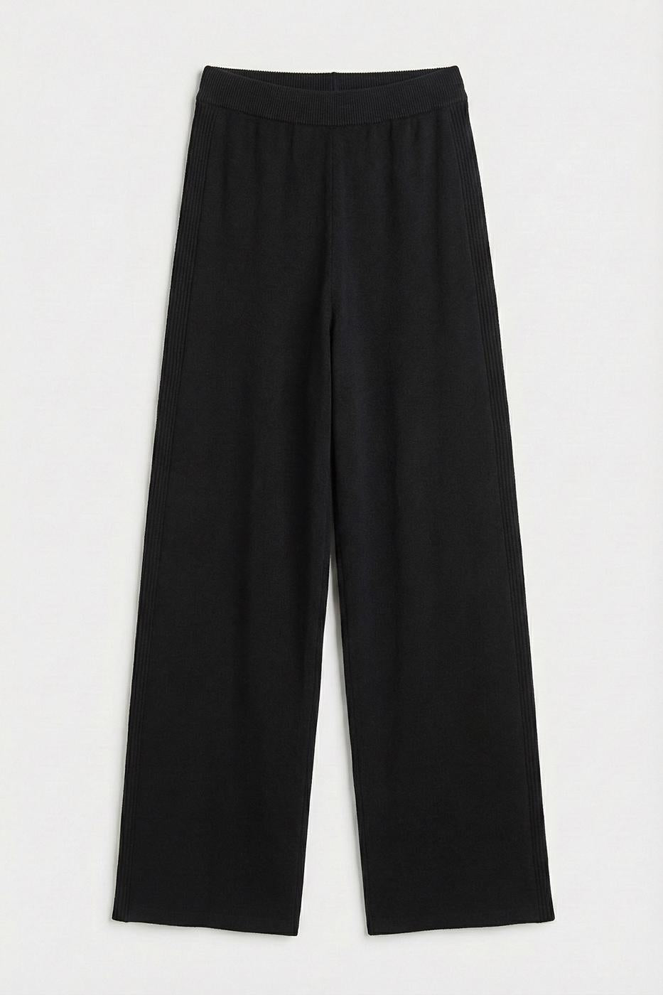 Knitted Straight Leg Trousers Black