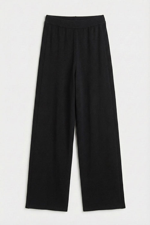 Knitted Straight Leg Trousers Black