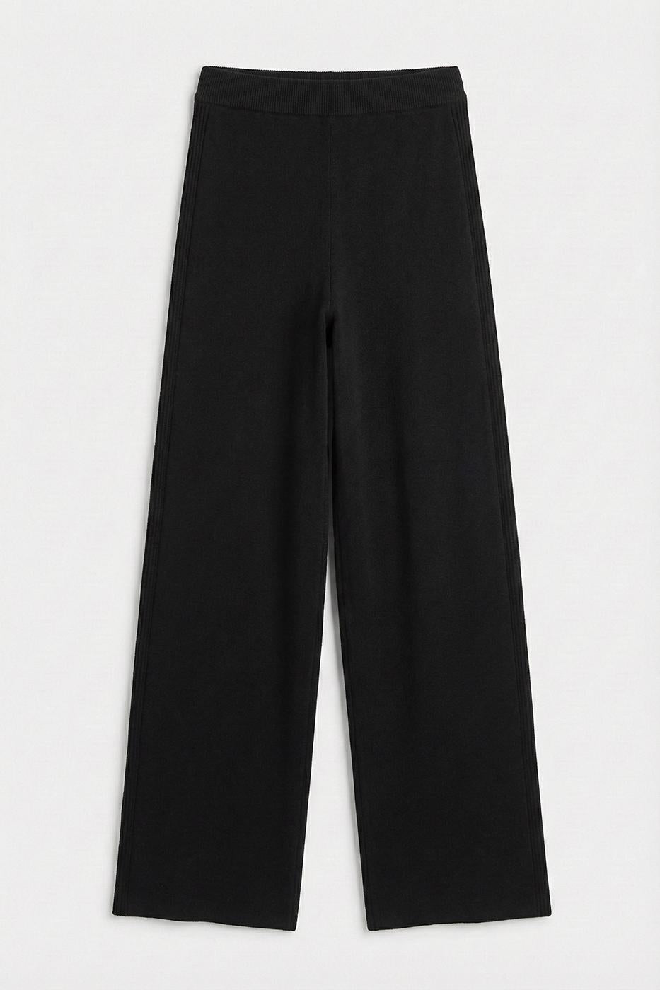 Knitted Straight Leg Trousers Black