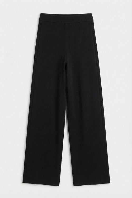 Knitted Straight Leg Trousers Black