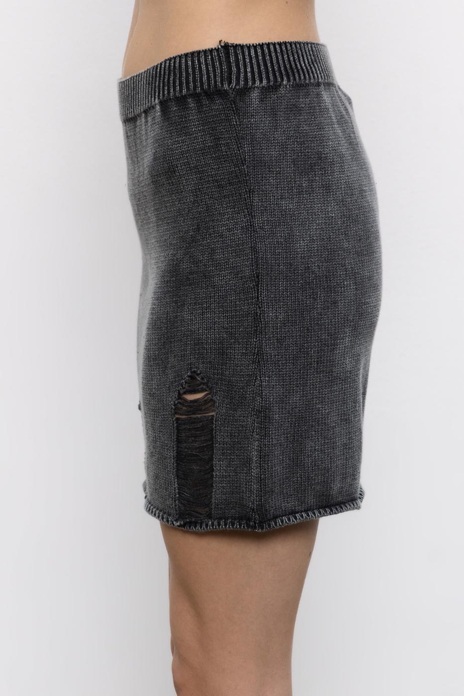 Knitwear Frayed Mini Pencil Skirt