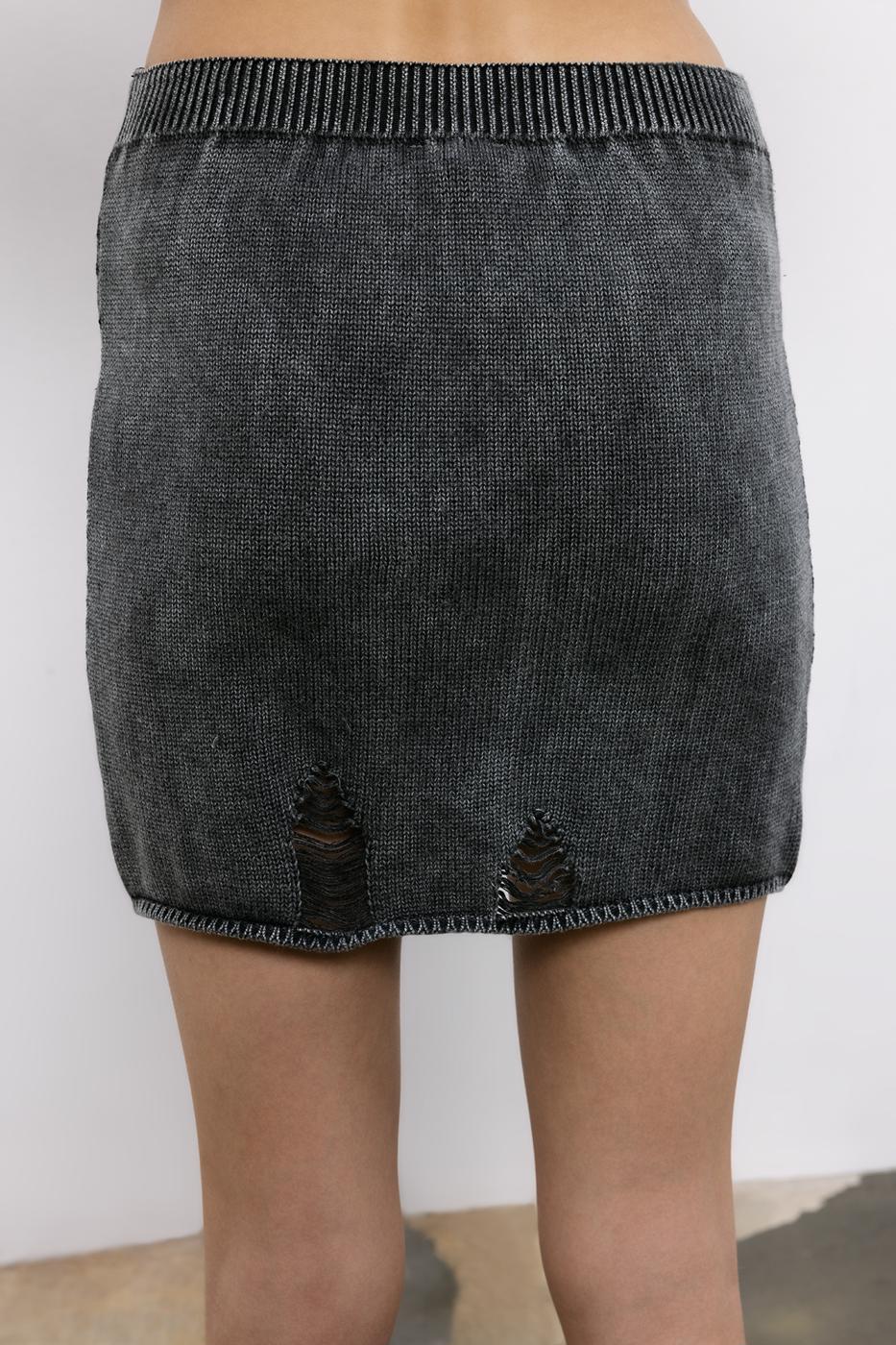Knitwear Frayed Mini Pencil Skirt