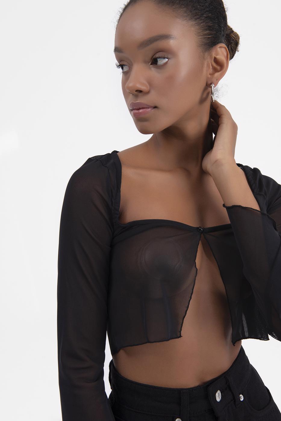 Tulle crop cardigan