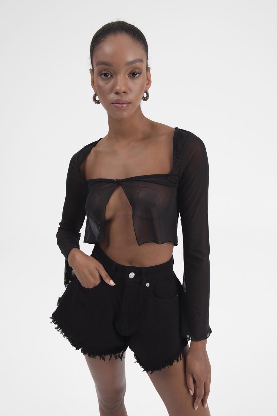 Tulle crop cardigan