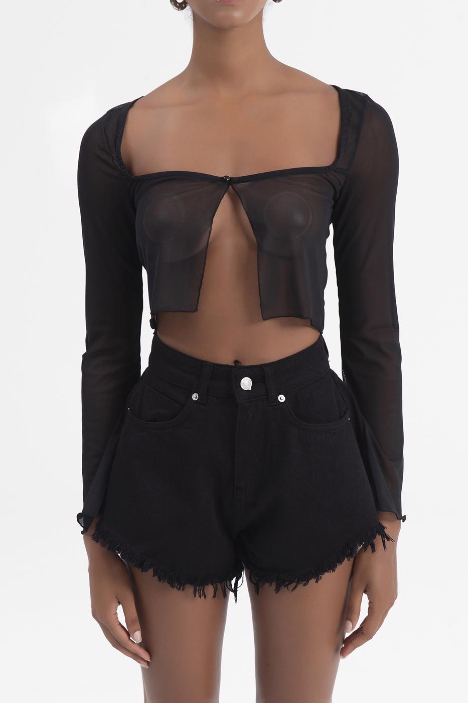 Tulle crop cardigan