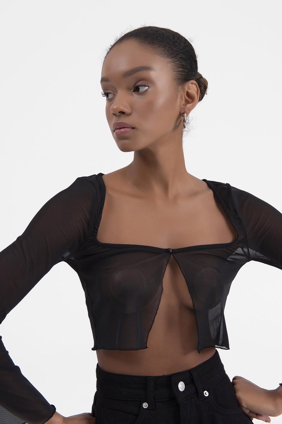 Tulle crop cardigan