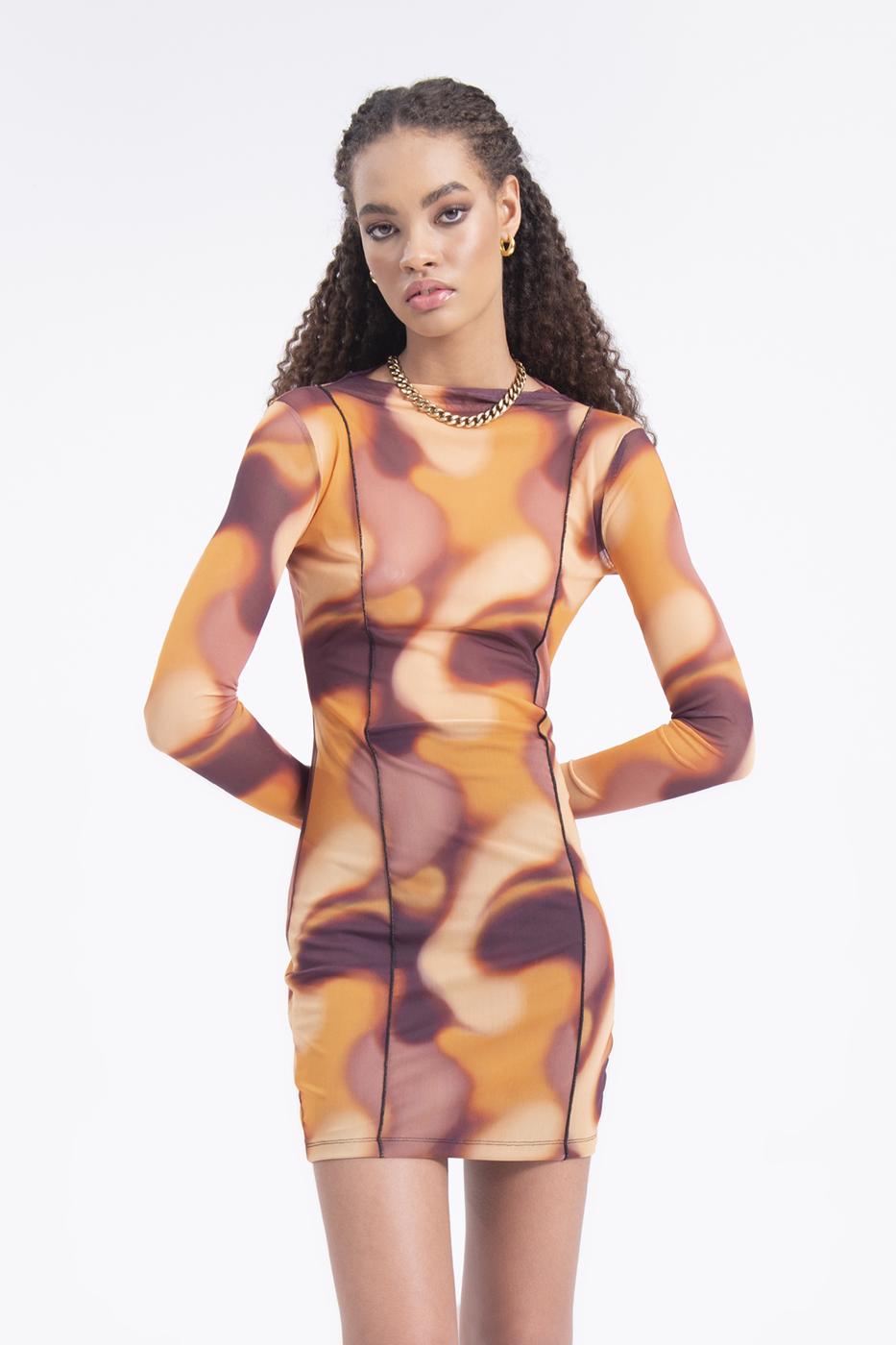 Tulle patterned mini dress Multı colour