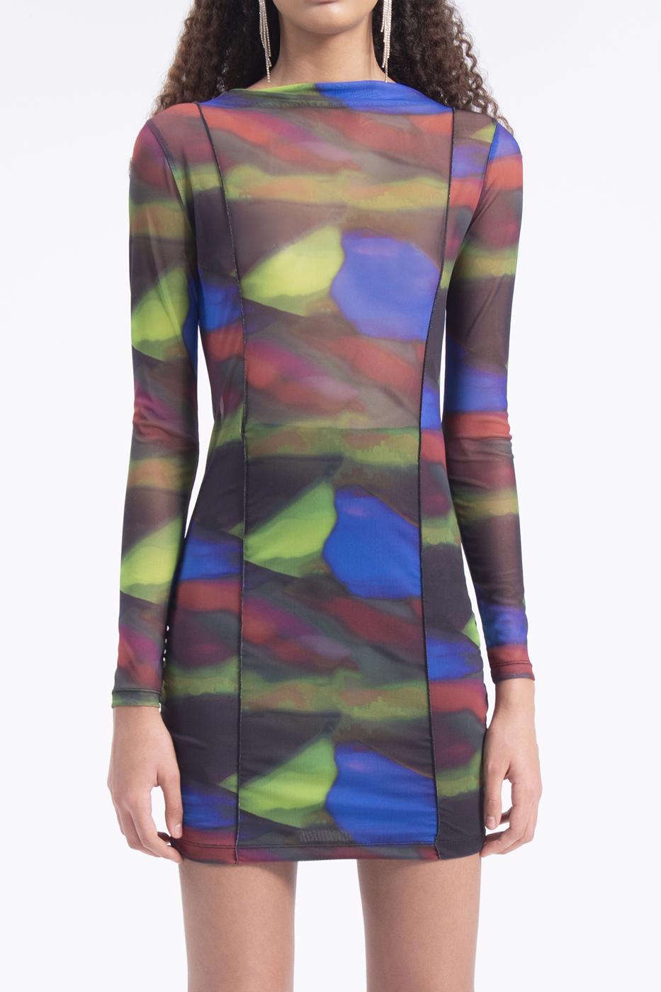 Tulle patterned mini dress Black