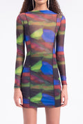 Tulle patterned mini dress Black