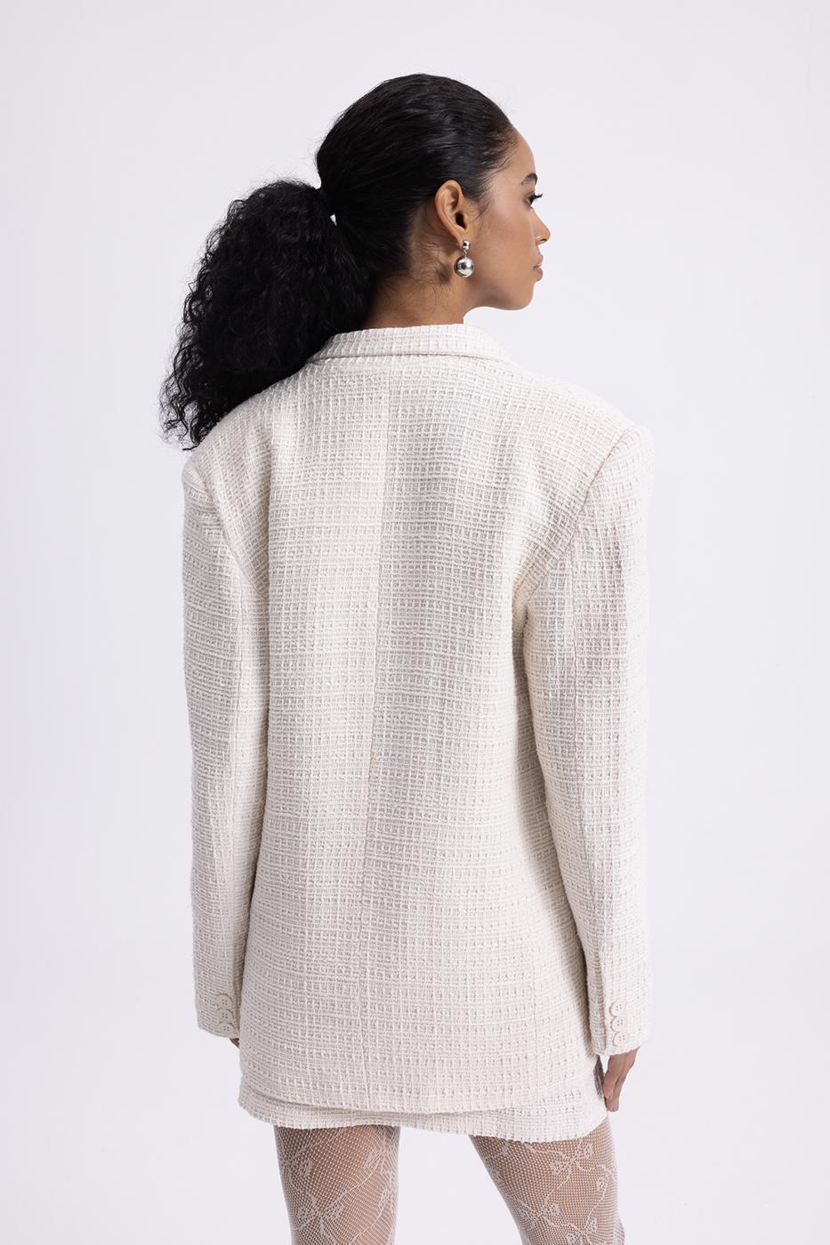 Tweed Blazer Jacket Ecru