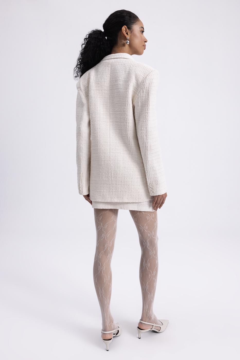 Tweed Blazer Jacket Ecru