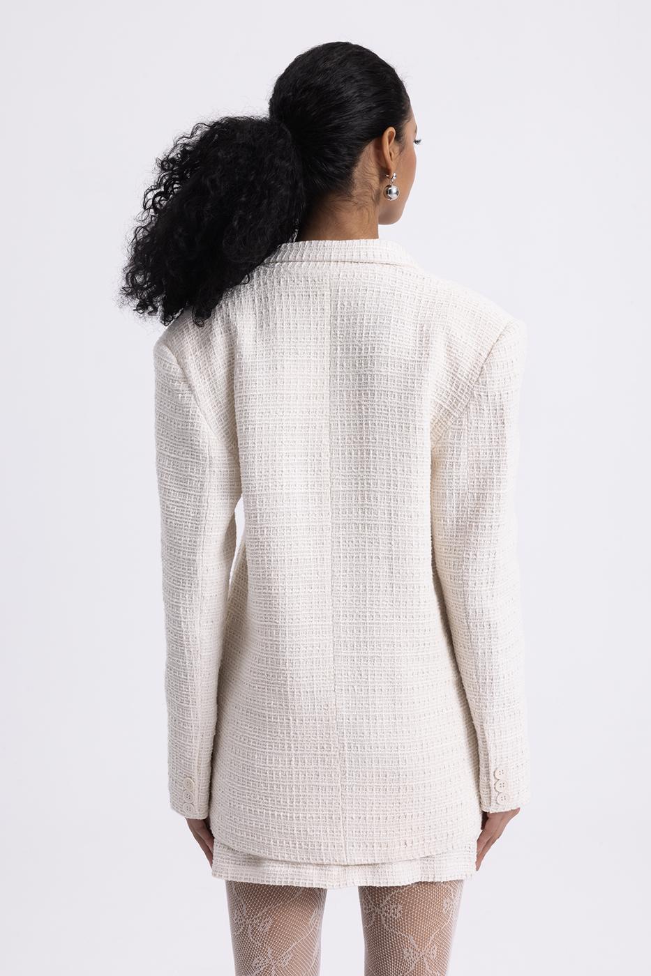 Tweed Blazer Jacket Ecru
