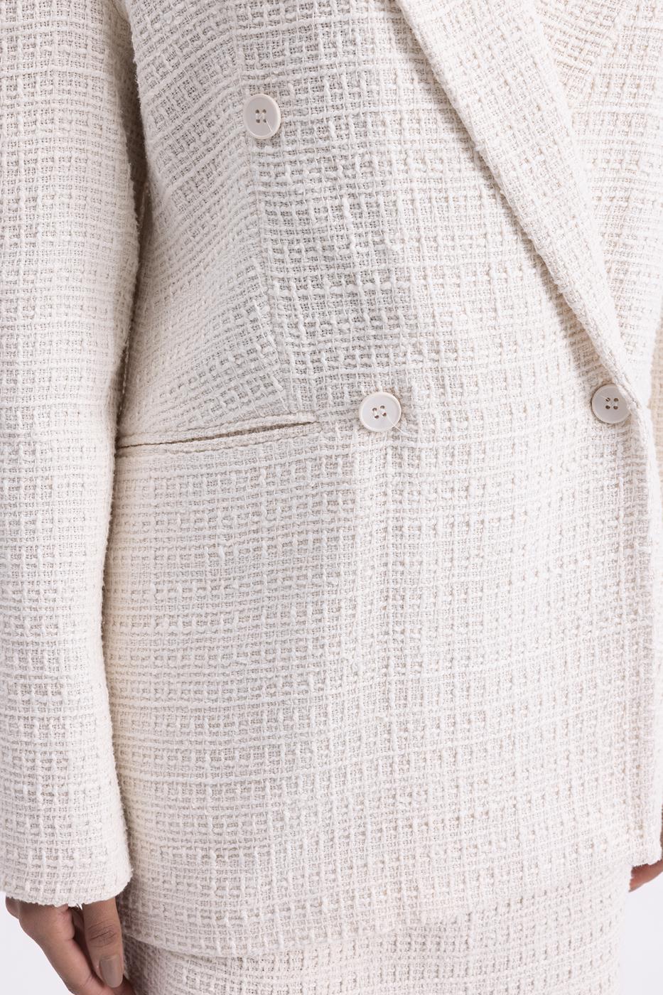 Tweed Blazer Jacket Ecru