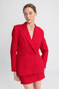 Tweed Blazer Jacket Red