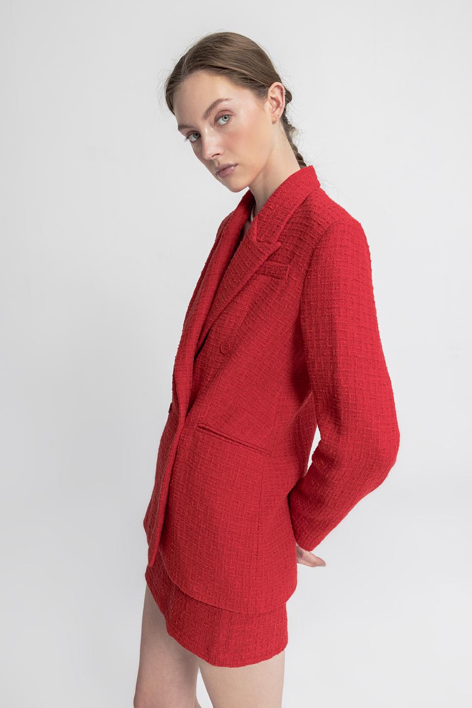 Tweed Blazer Jacket Red