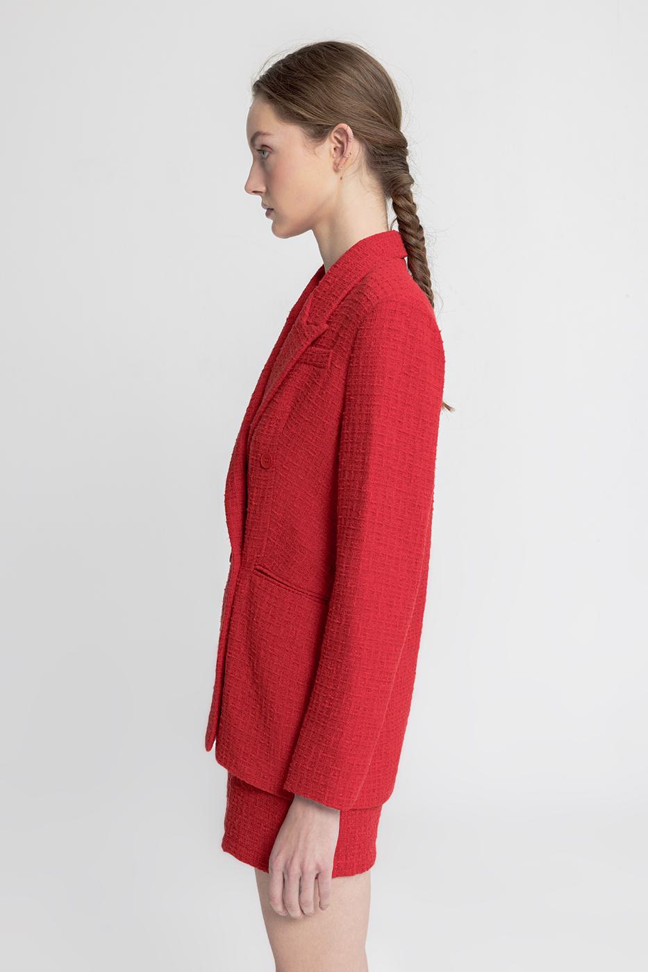 Tweed Blazer Jacket Red