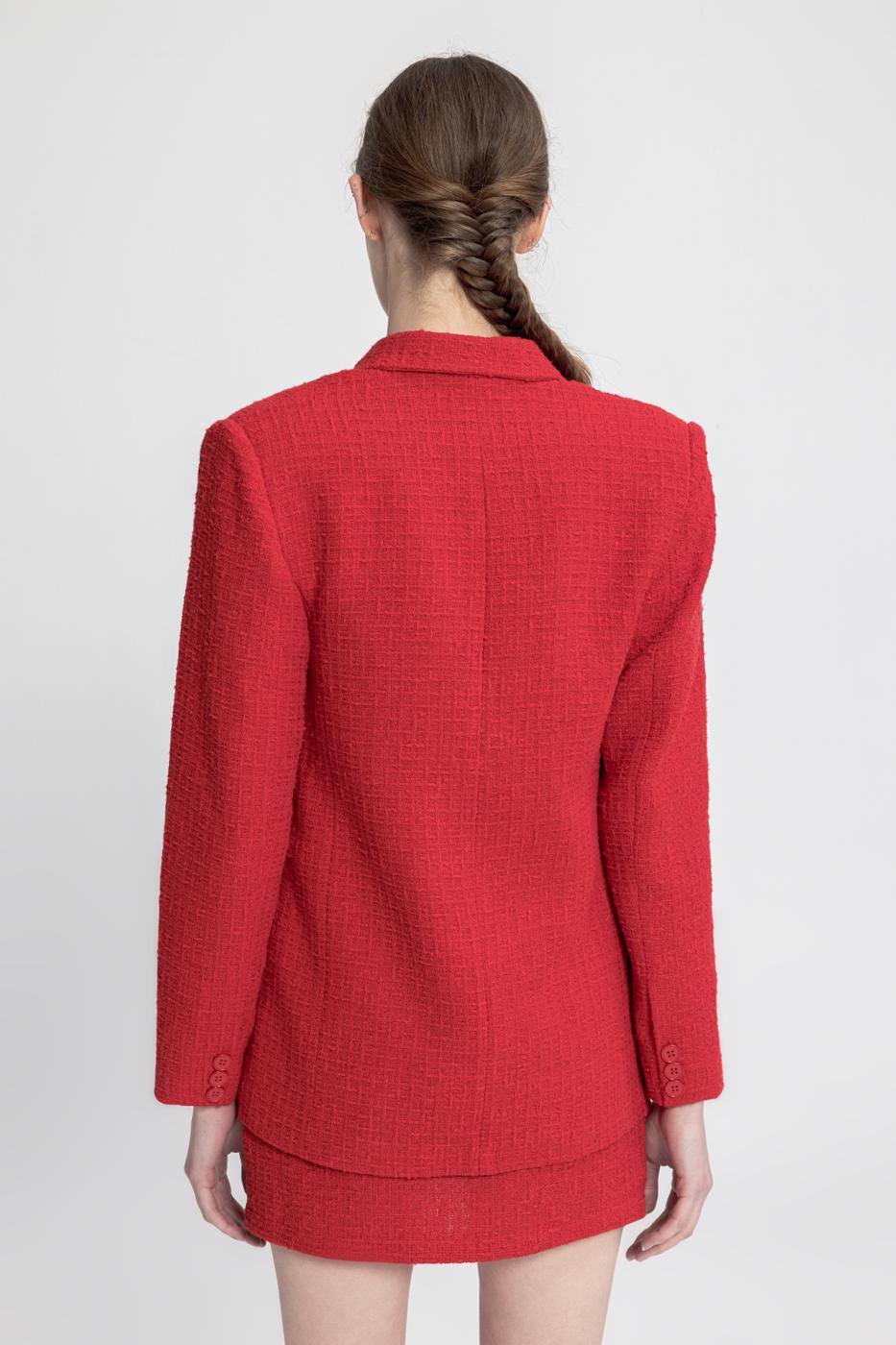 Tweed Blazer Jacket Red