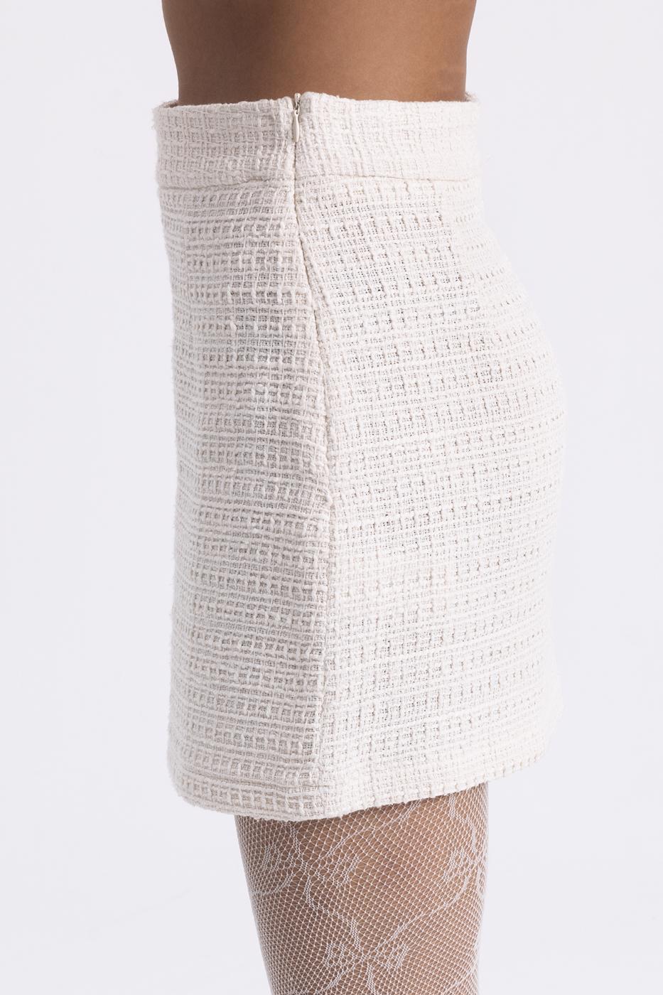 Tweed Mini Pencil Skirt Ecru