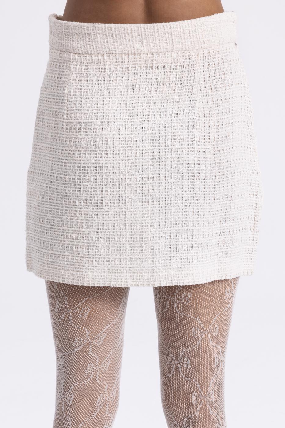 Tweed Mini Pencil Skirt Ecru