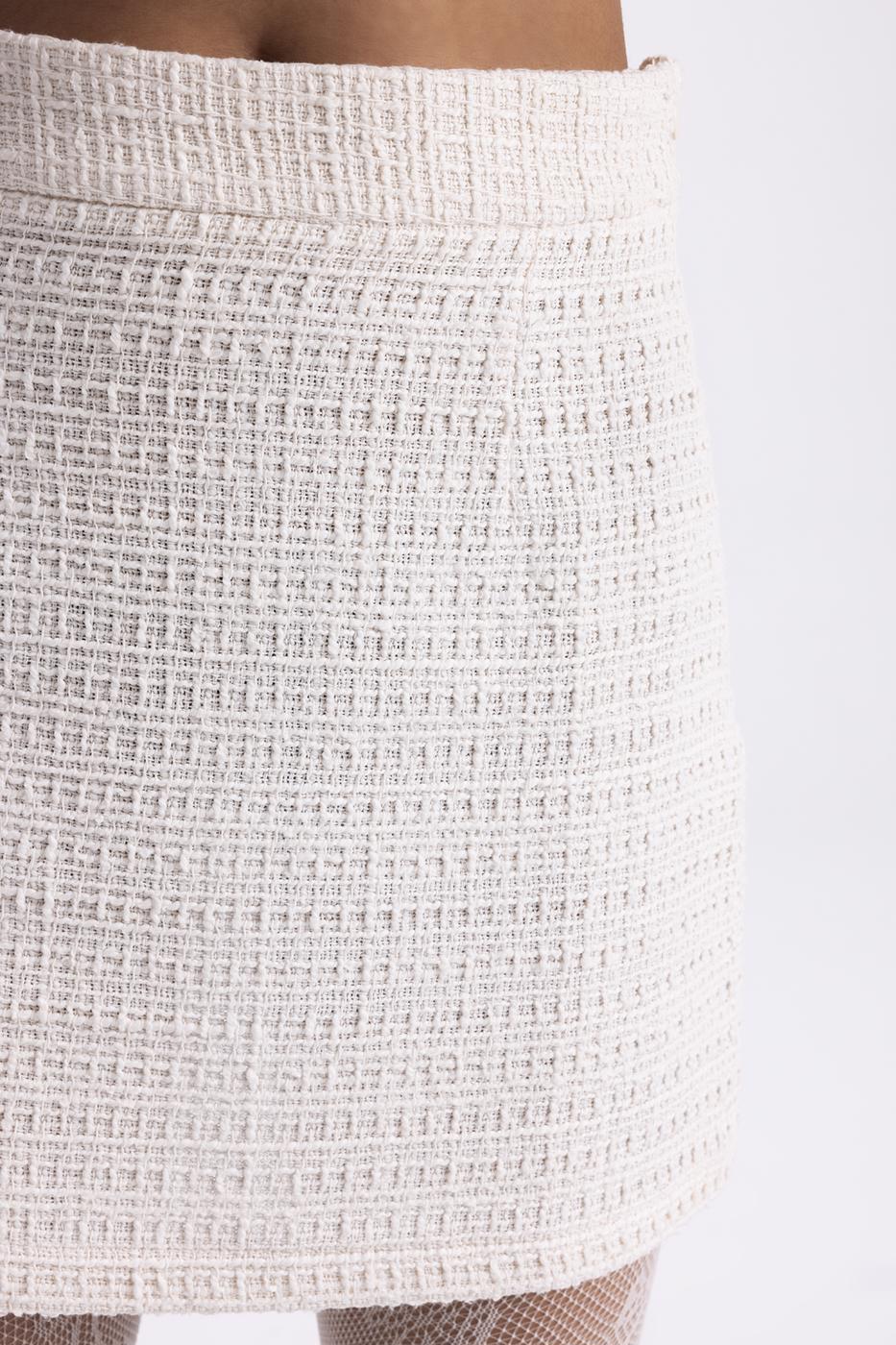 Tweed Mini Pencil Skirt Ecru