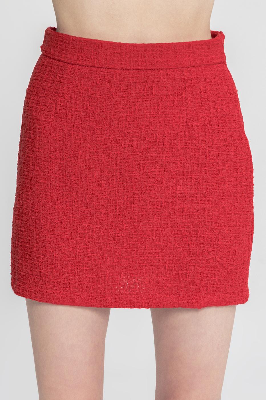 Tweed Mini Pencil Skirt Red
