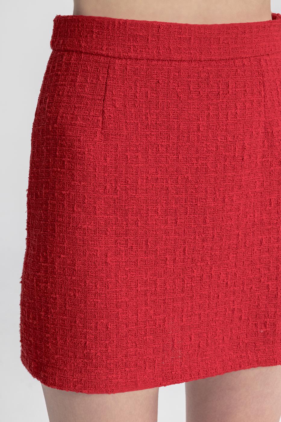 Tweed Mini Pencil Skirt Red