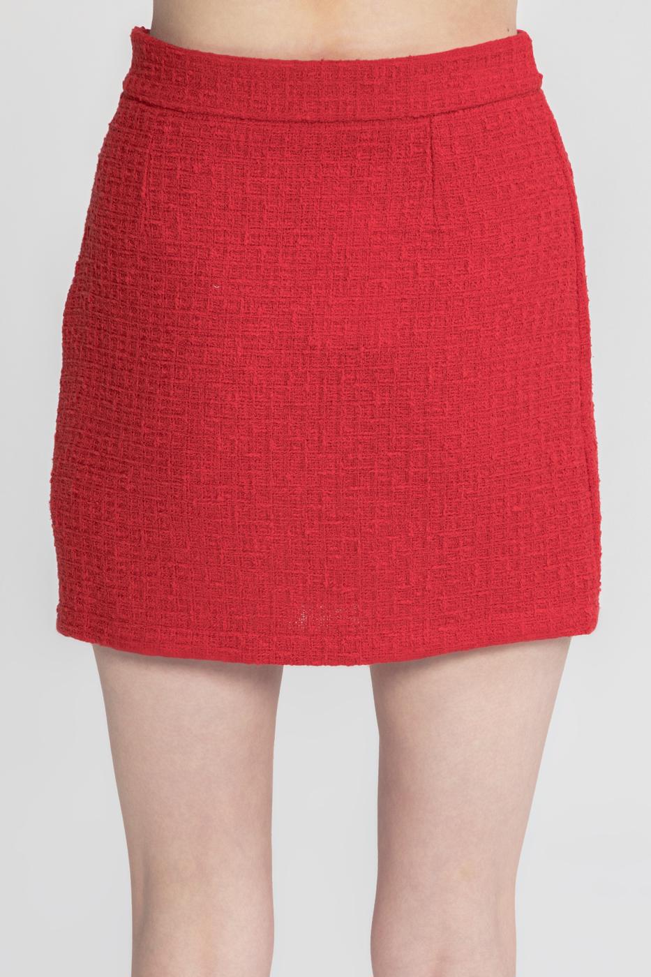 Tweed Mini Pencil Skirt Red