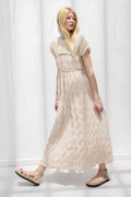 Long Gathered Dress Beige