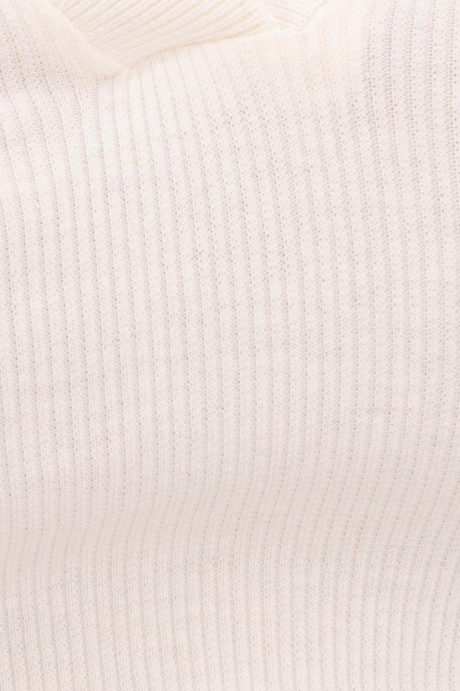 V-Cut Short Sleeve Polo Neck Crop Body Beige