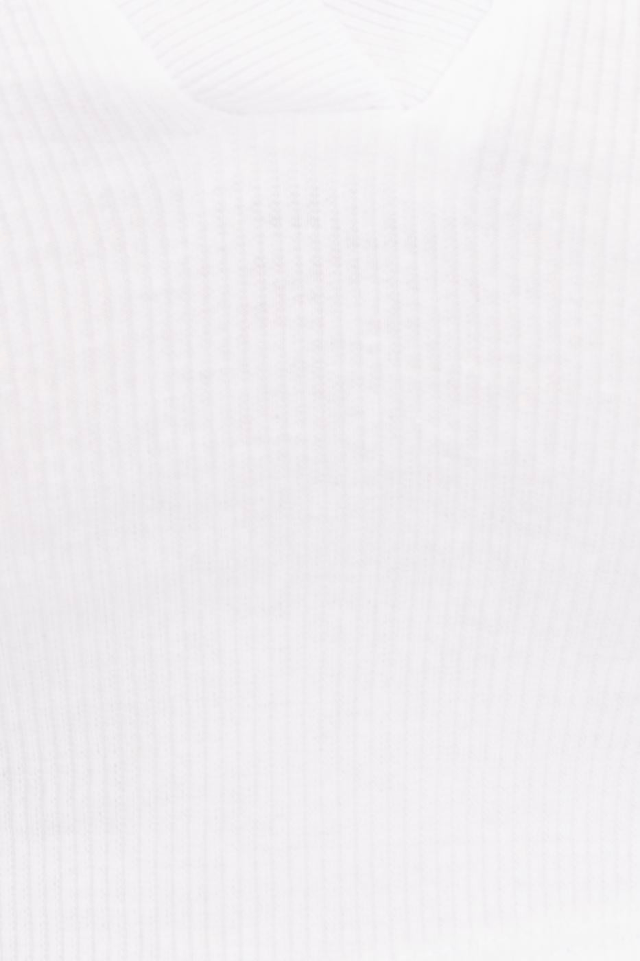 V-Cut Short Sleeve Polo Neck Crop Body White
