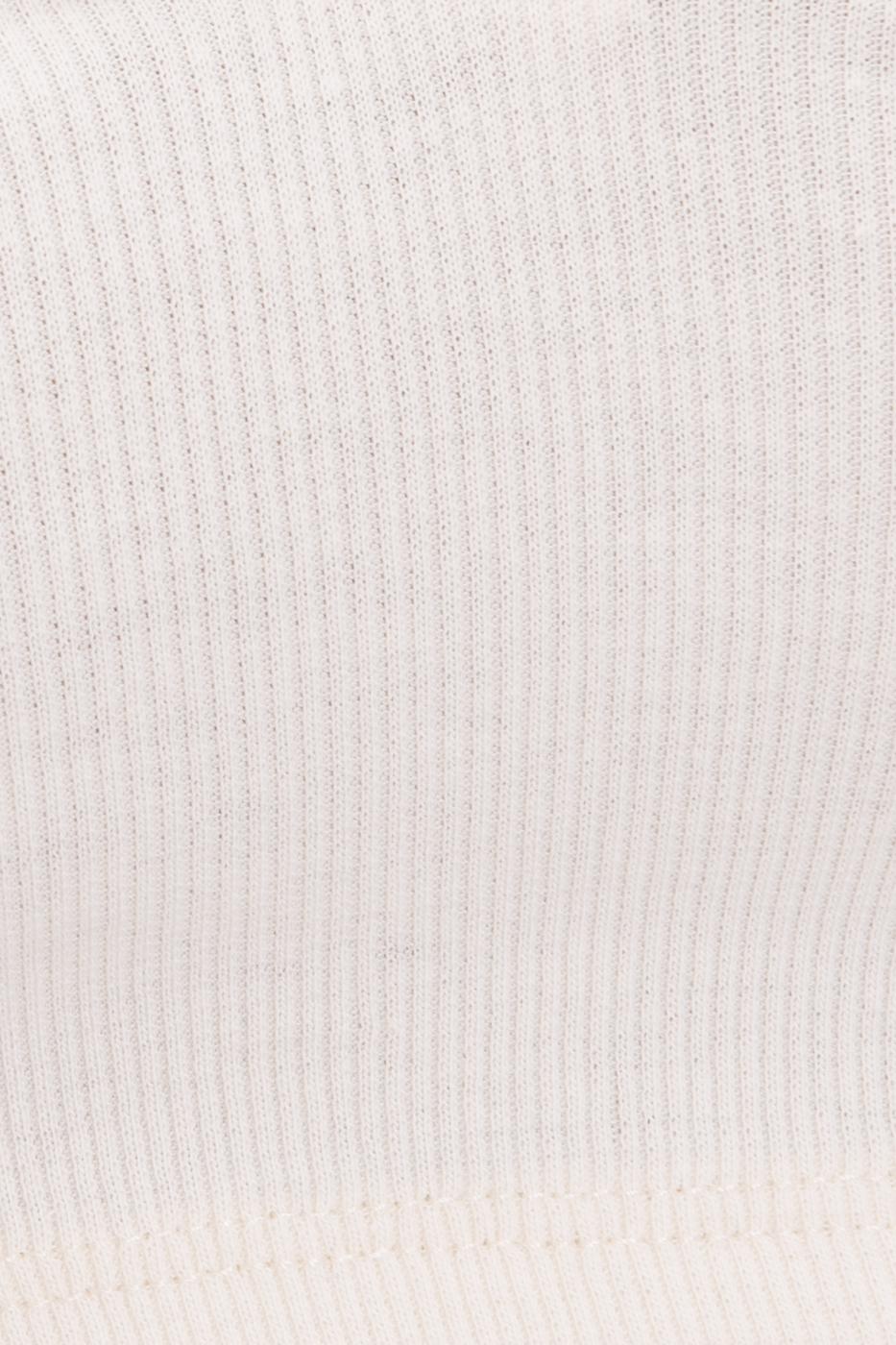 V-Cut Short Sleeve Polo Neck Crop Body Cream