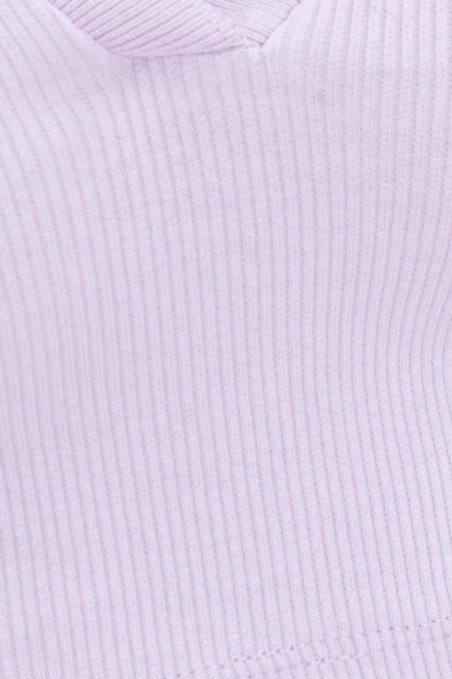 V-Cut Short Sleeve Polo Neck Crop Body Lila