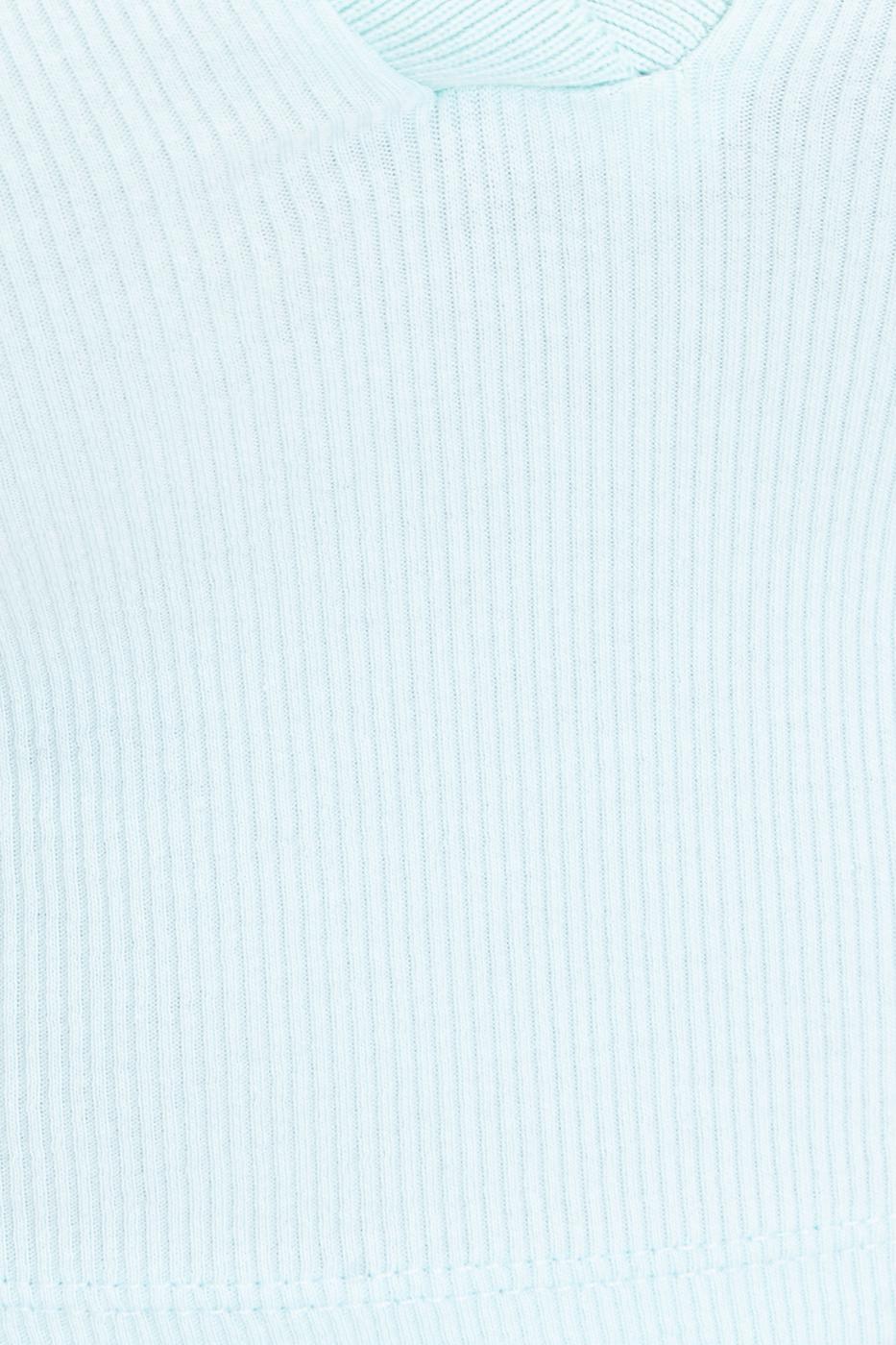 V-Cut Short Sleeve Polo Neck Crop Body Mint