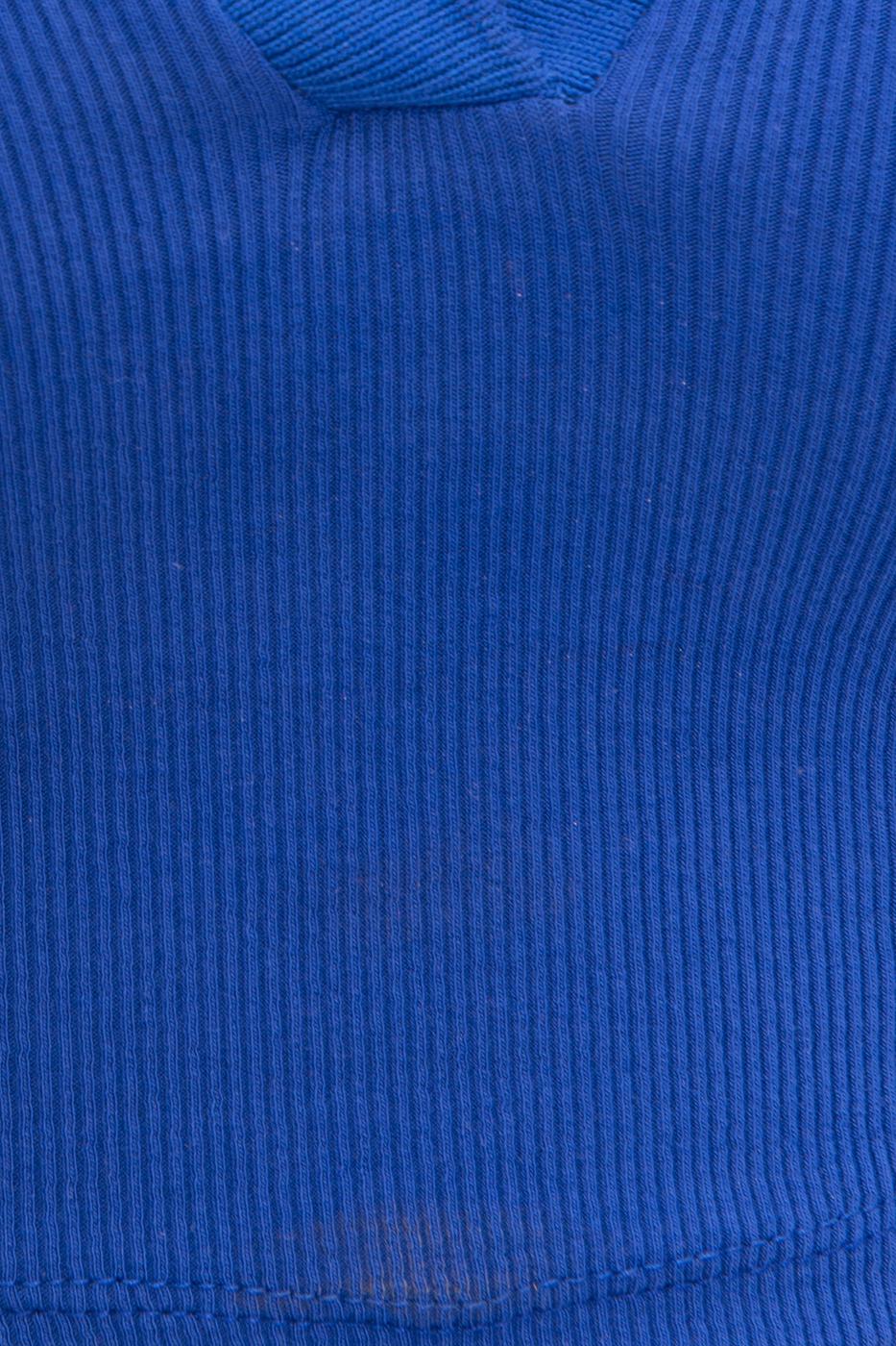 V-Cut Short Sleeve Polo Neck Crop Body Sax blue
