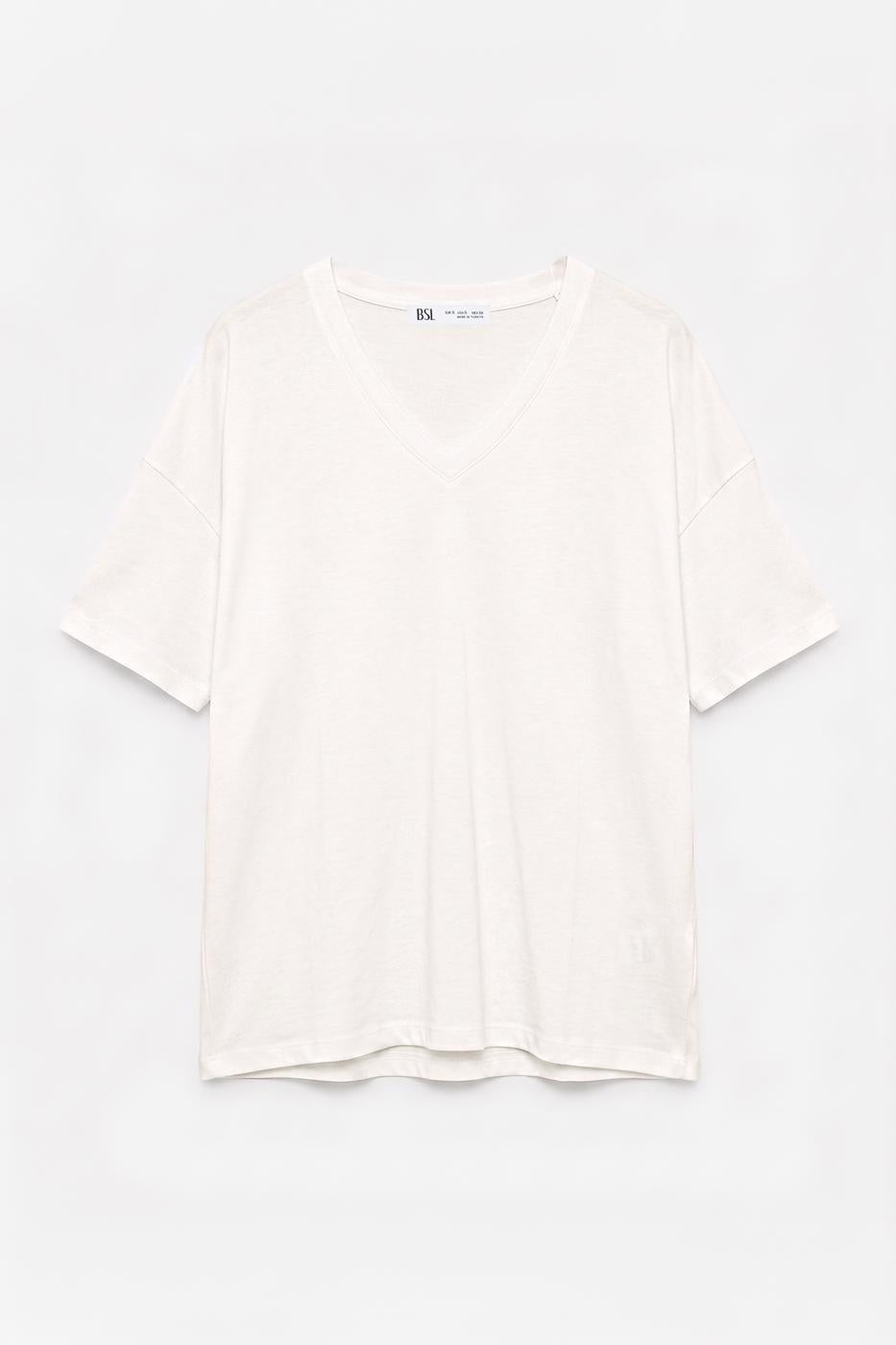V-Neck Basic T-shirt Ecru