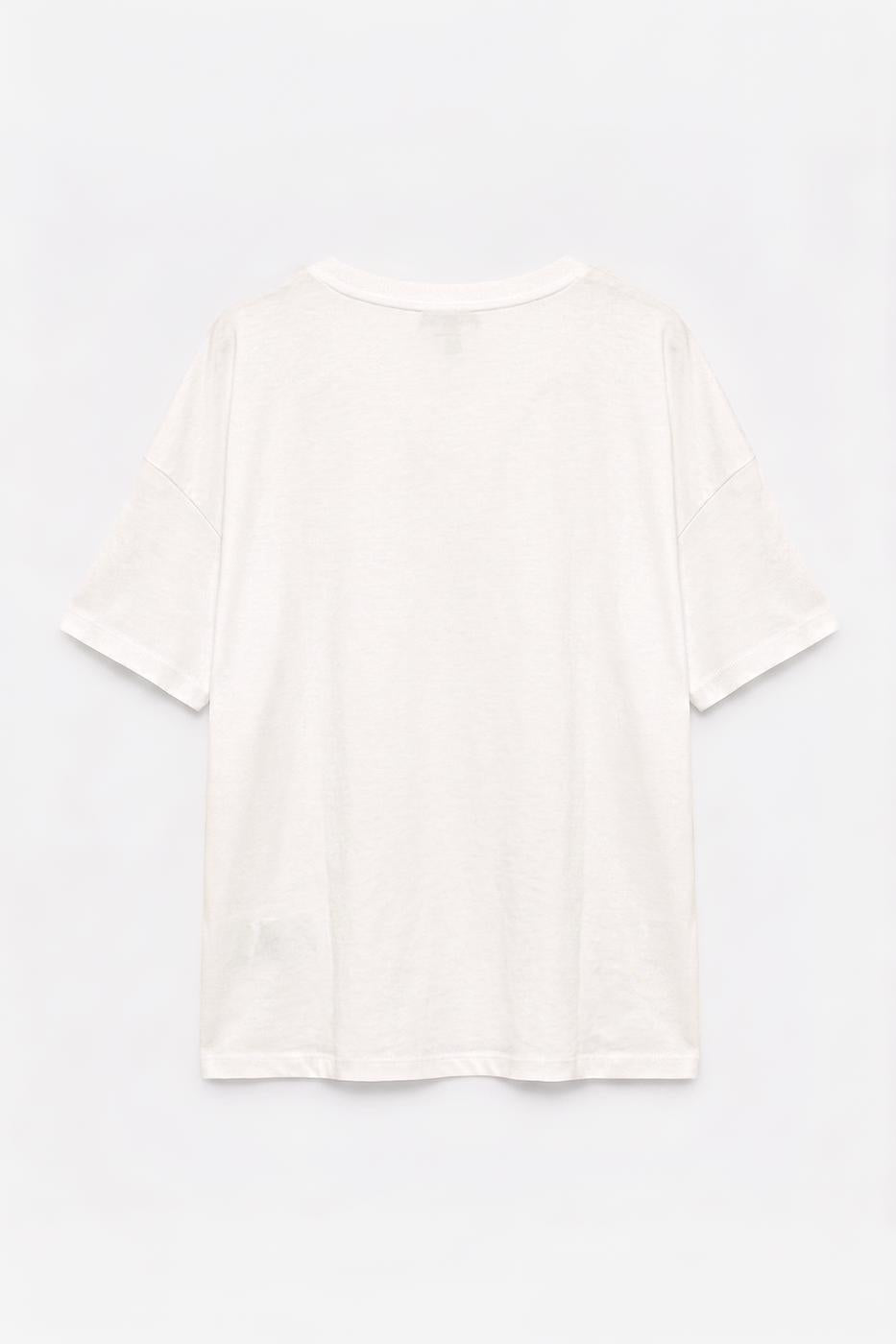 V-Neck Basic T-shirt Ecru