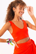 V Neck Crop Top Red