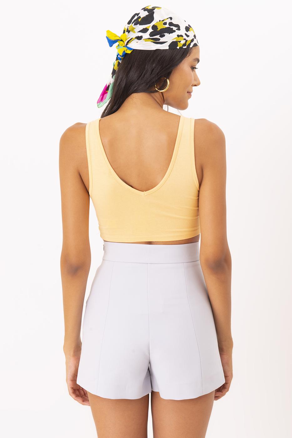 V Neck Crop Top Yellow