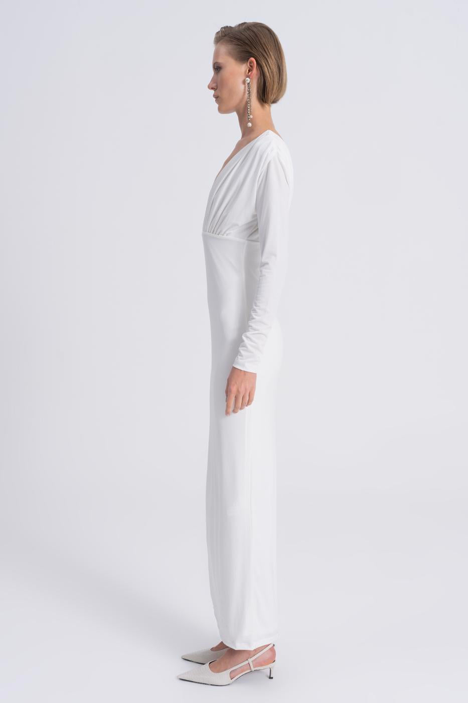 V-Neck Maxi Dress Ecru